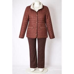 Joan Rivers Classics Matte to Pearl Reversible Quilted Jacket Brown S